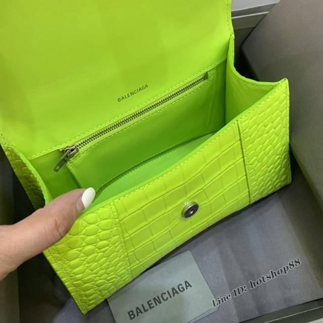 Balenciaga專櫃新款小號手提肩背女包原單沙漏包 巴黎世家螢光綠沙漏包 fyj1420